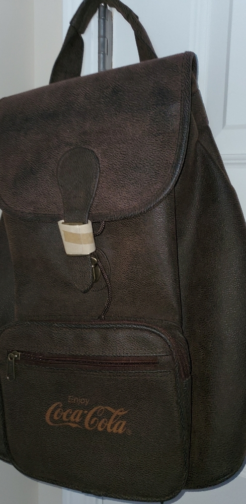 New Men's Coca-Cola Brown leather backpack - Picture 3 of 4